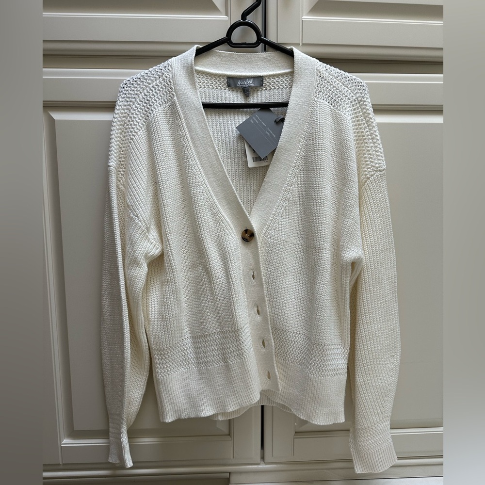 Marled Ivory Button-Up Cardigan